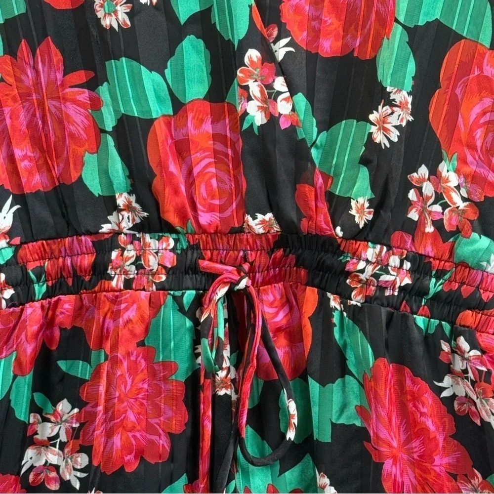 Sugarlips Rosabella Lover Black and Red Floral Romper. Size L